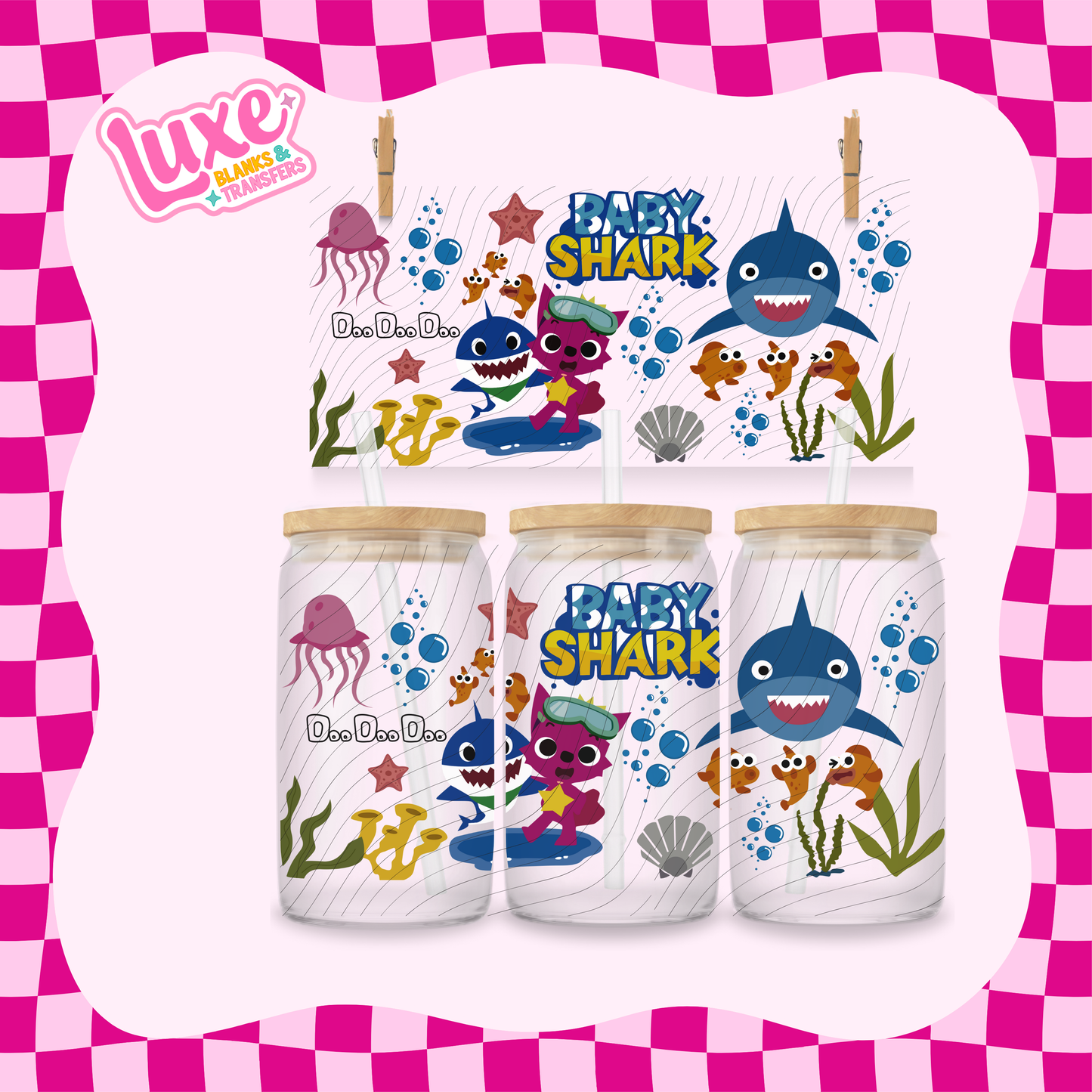 16oz UV DTF Wrap | Baby Shark | #1806