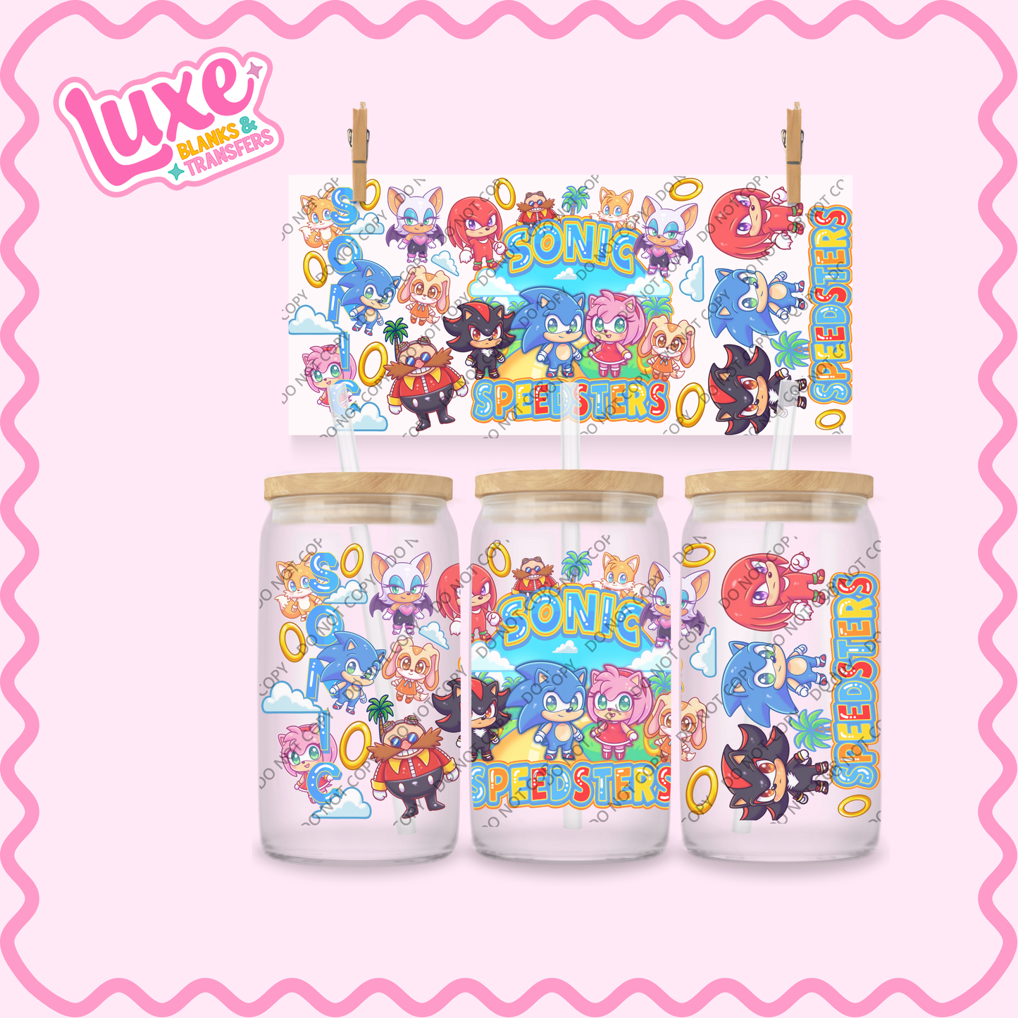 16oz UV DTF Wrap | Cute Blue Fast Character | #2290