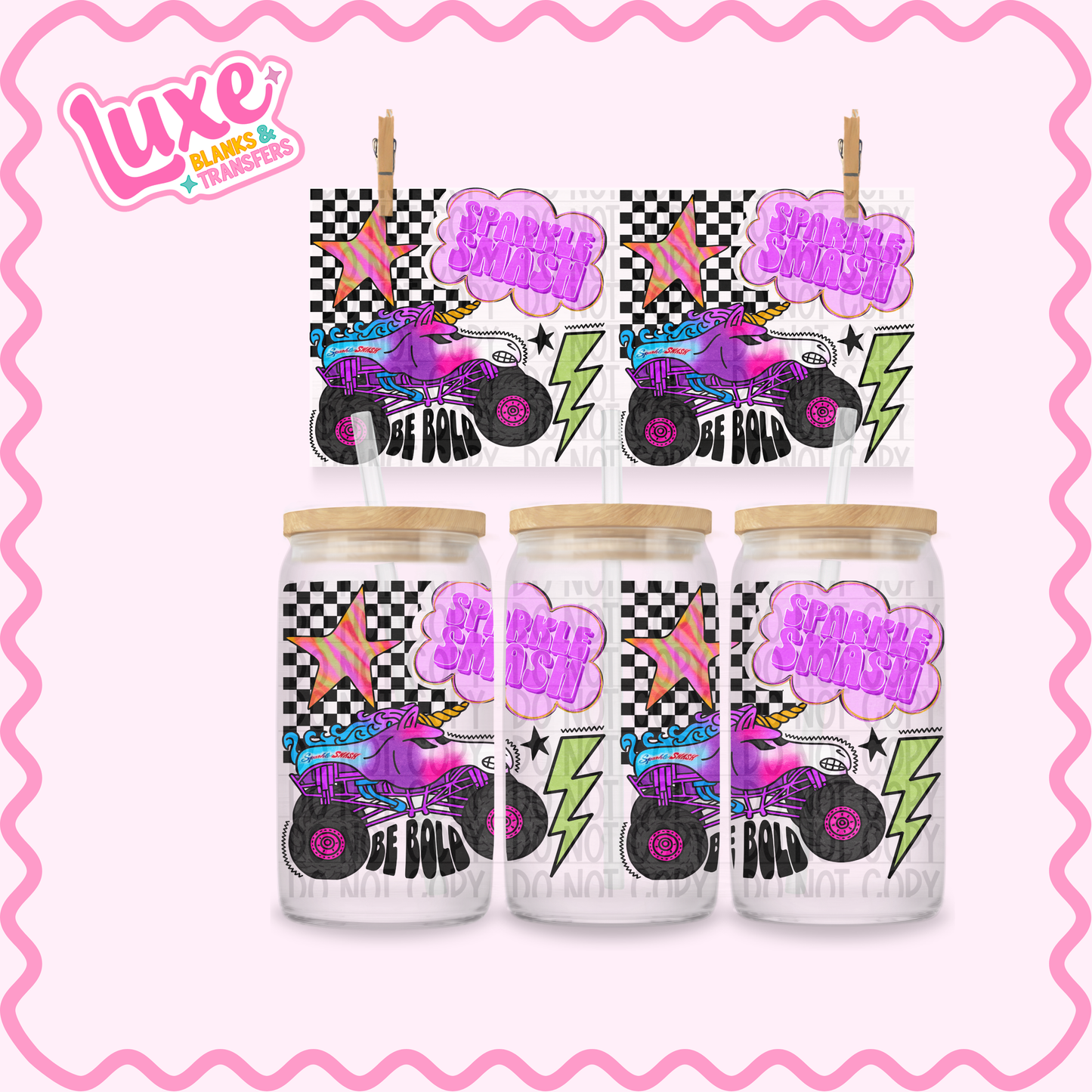 16oz UV DTF Wrap | Sparkle Monster Truck | #3570