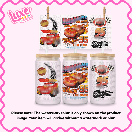 16oz UV DTF Wrap | Red Race Car | #1205