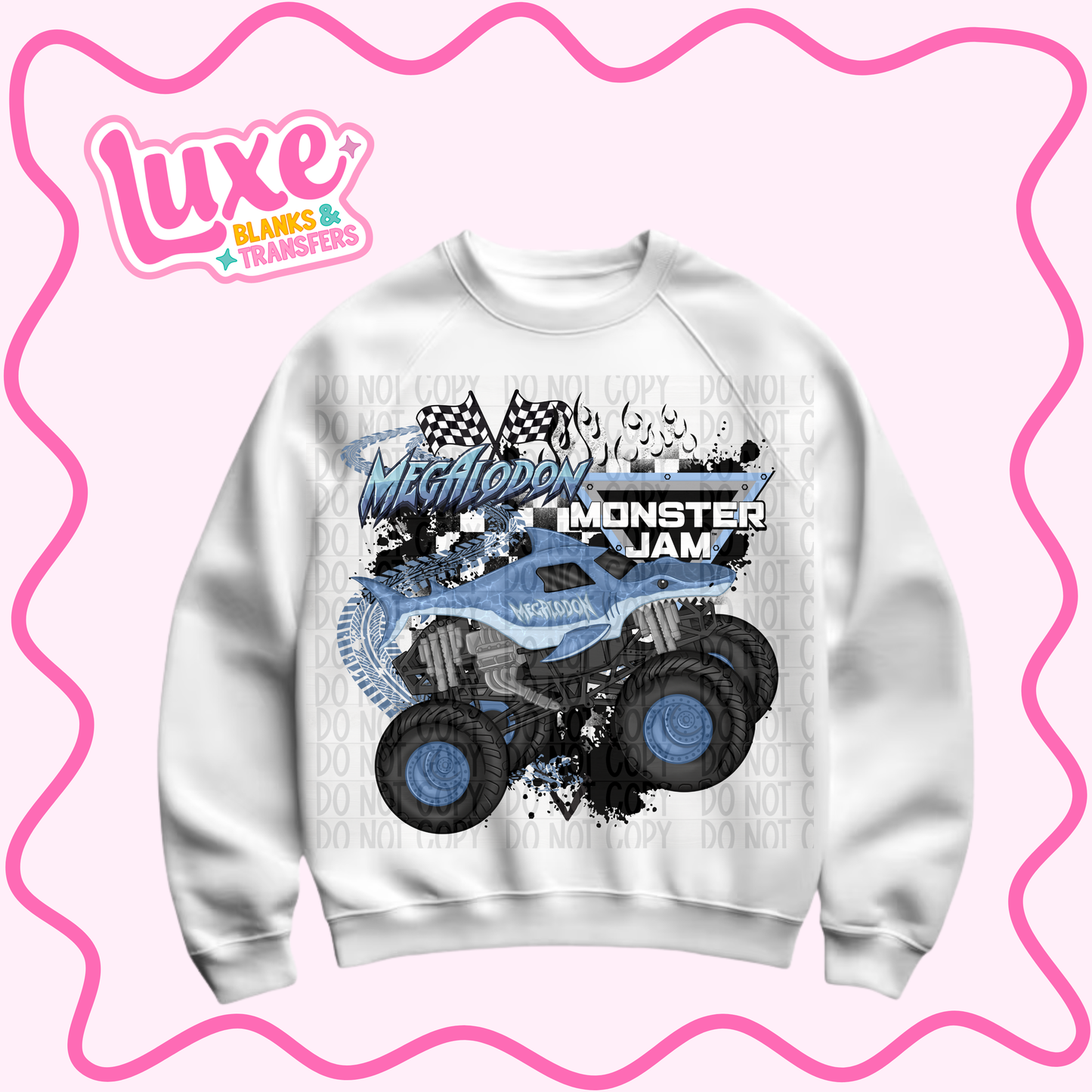 DTF Heat Transfer | Monster Truck Shark Flame | #752