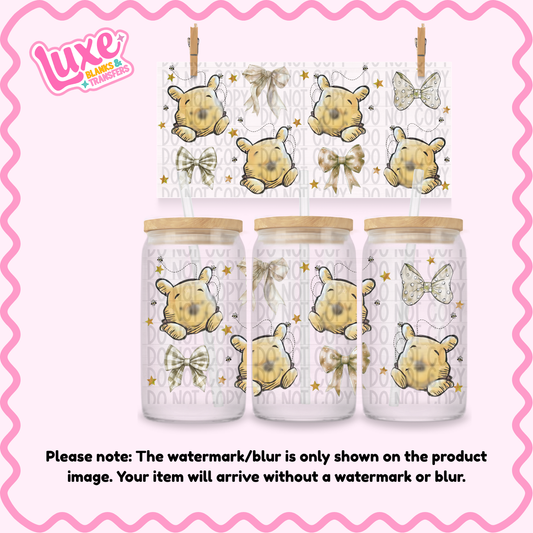 16oz UV DTF Wrap | W1n Gold Bows | #187