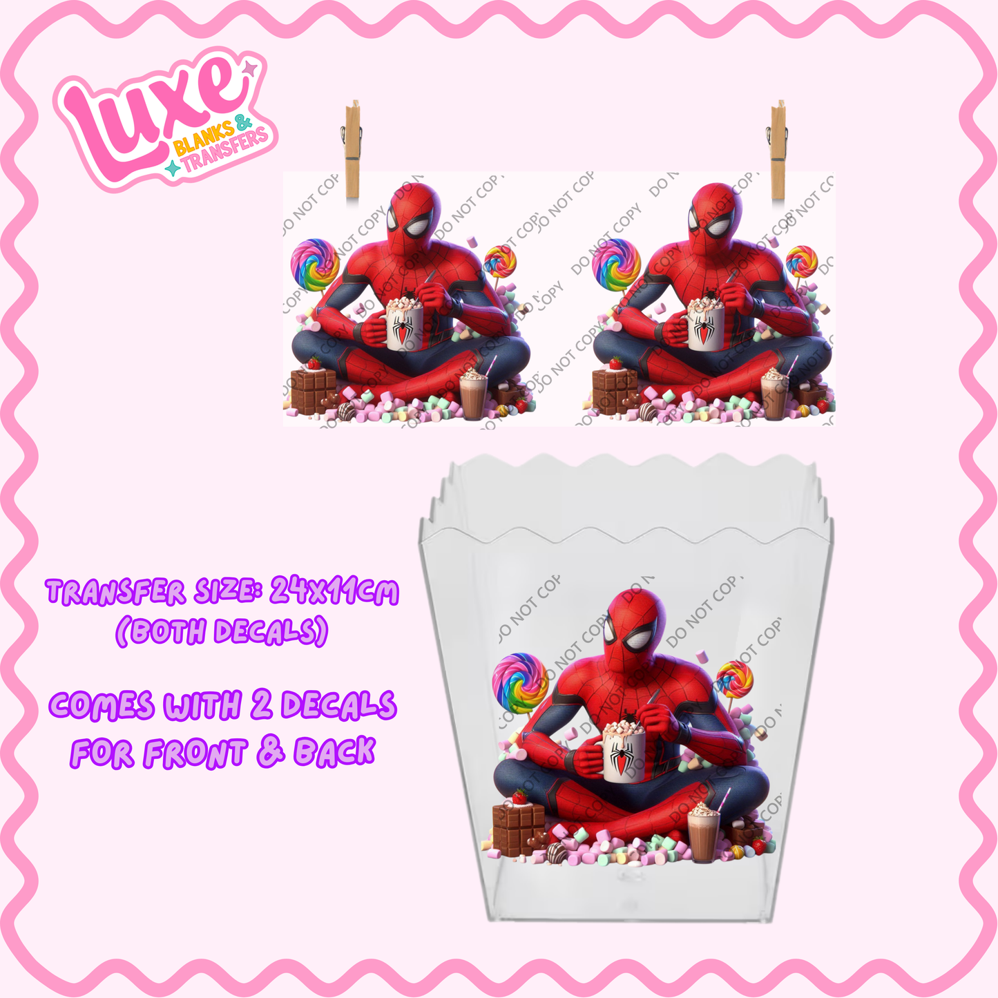 Popcorn/Lolly Bucket UV DTF Transfer | Spidey | #F20