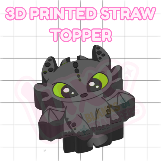 3D Printed Straw Topper | No Teeth Dragon