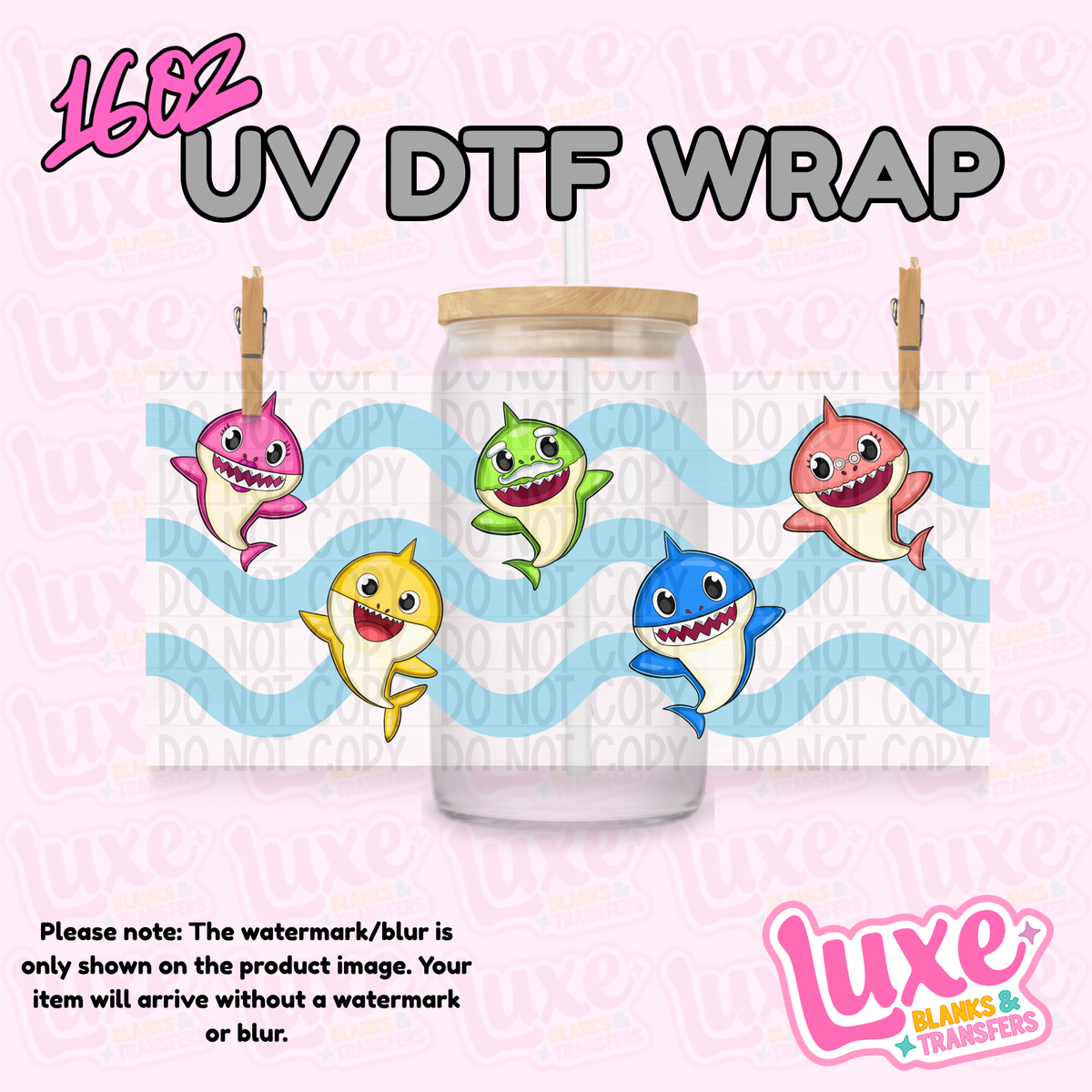 16oz UV DTF Wrap | Bubba Shark | #4332
