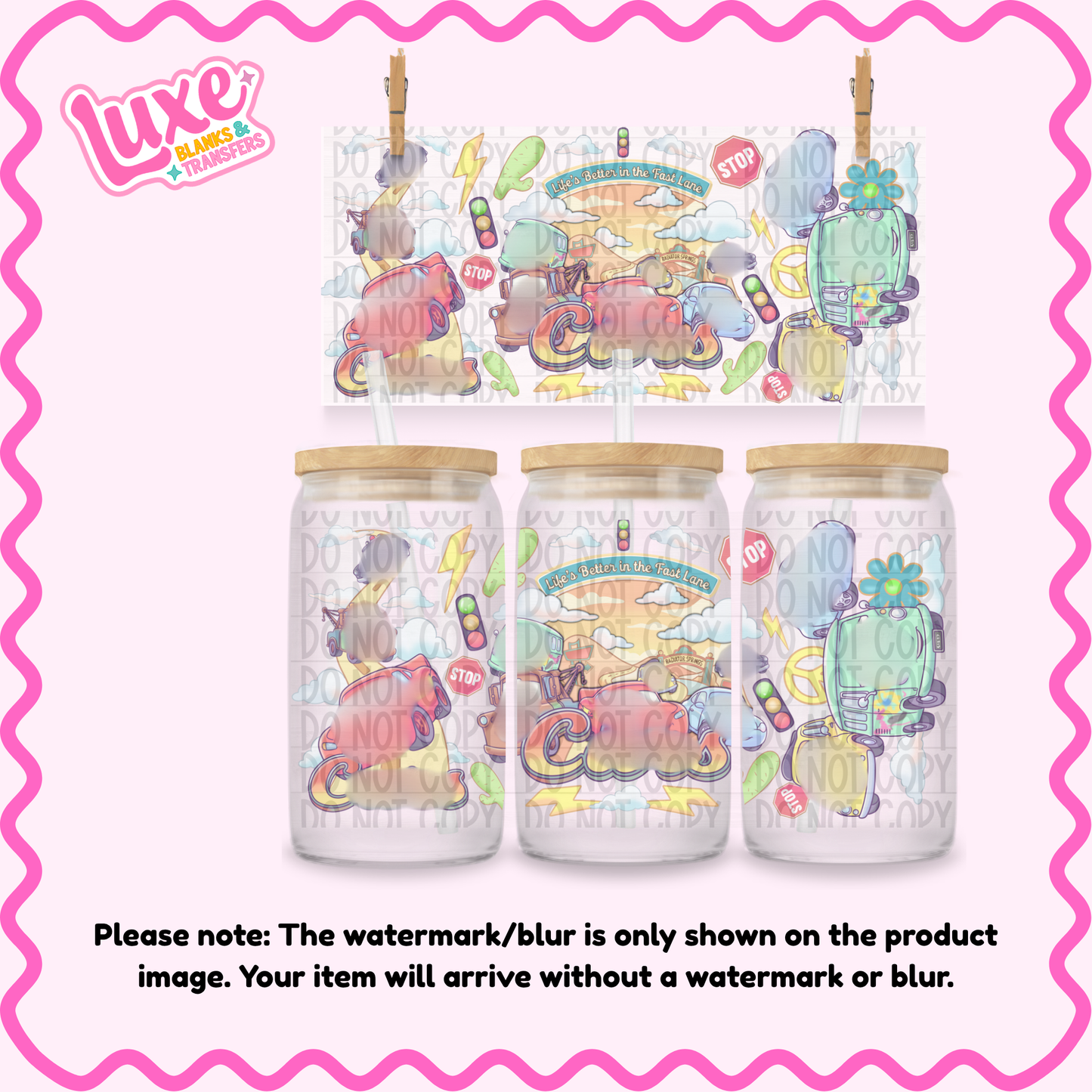 16oz UV DTF Wrap | Cute Car | #2297