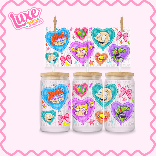 16oz UV DTF Wrap | Rug/rat Characters Hearts | #2608