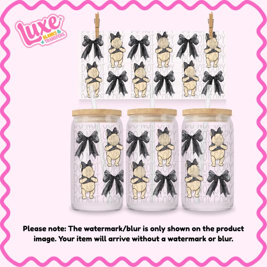 16oz UV DTF Wrap | Yellow Bear Black Bows | #2305