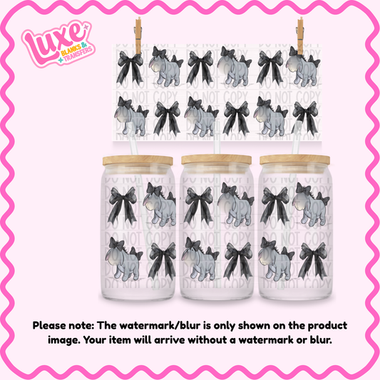 16oz UV DTF Wrap | Donkey Black Bows | #2306