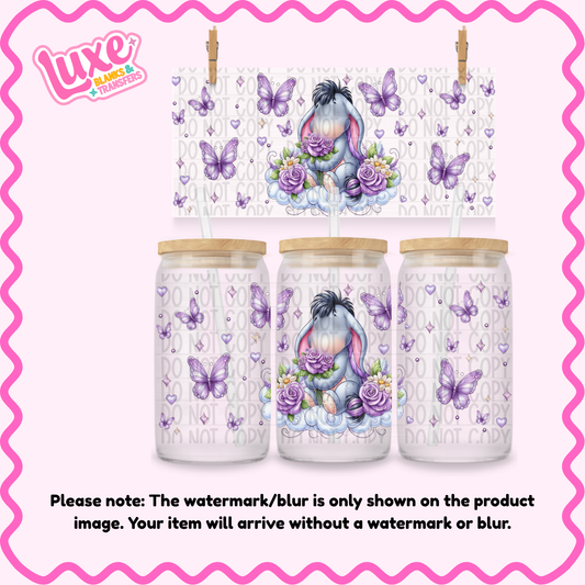 16oz UV DTF Wrap | Donkey Purple Butterflies | #2778