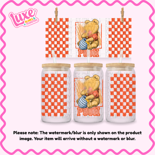 16oz UV DTF Wrap | Checkered Bear | #1265