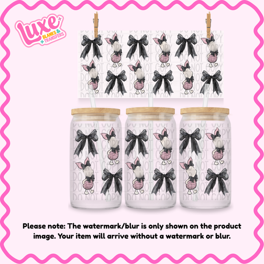 16oz UV DTF Wrap | Pig Black Bows | #2308
