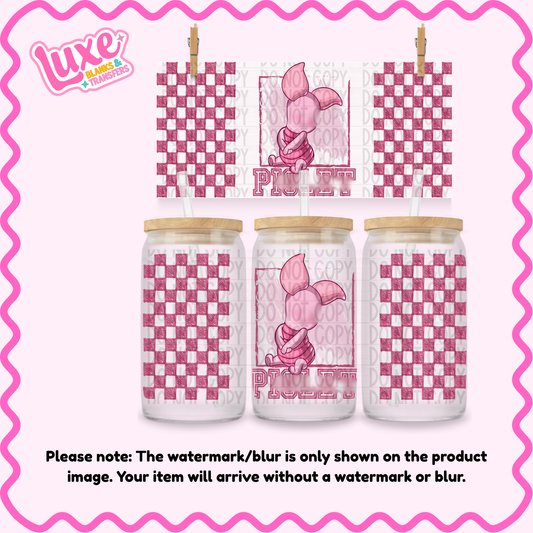 16oz UV DTF Wrap | Checkered Pig | #1266