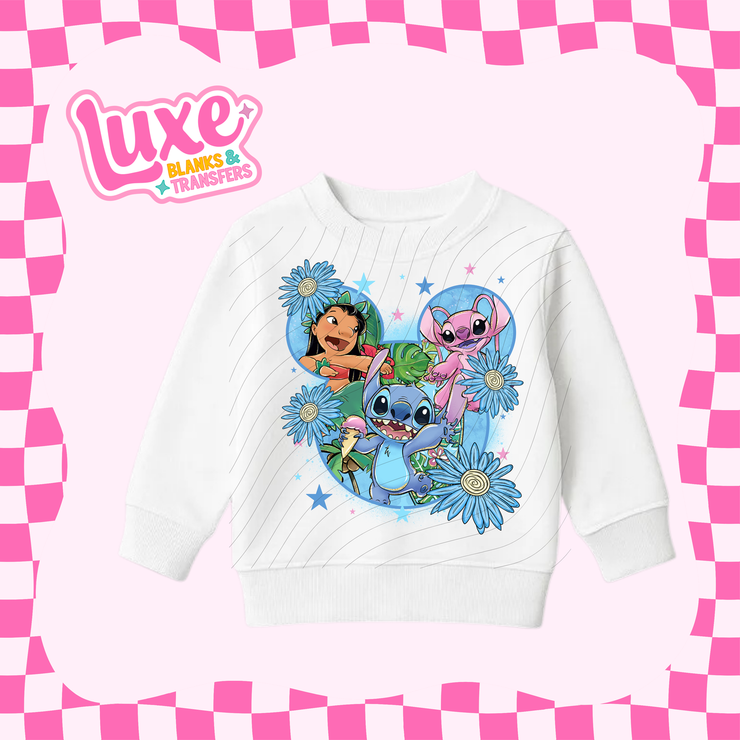 Blue & Pink Alien Flowers | Kids DTF Heat Transfer | #32