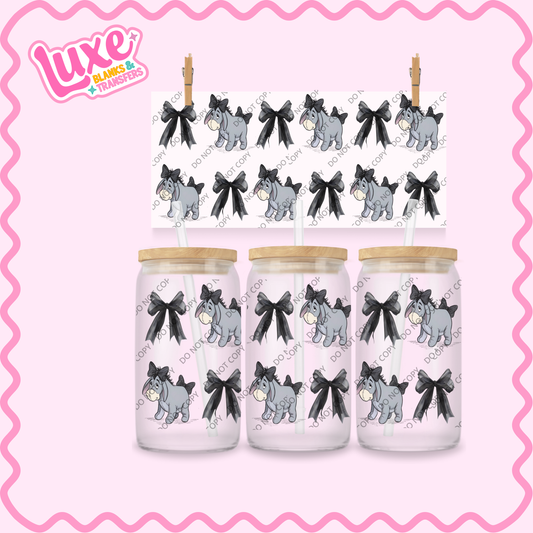 16oz UV DTF Wrap | Donkey Black Bows | #2306