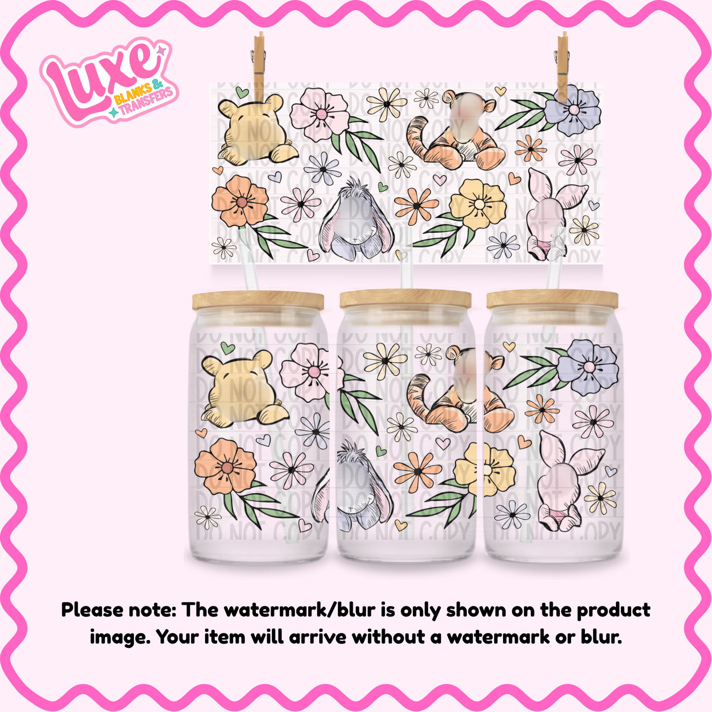 16oz UV DTF Wrap | Yellow Bear Friends Flowers | #2322