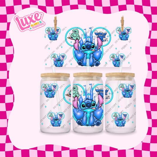 16oz UV DTF Wrap | Blue Alien Dis. | #1827