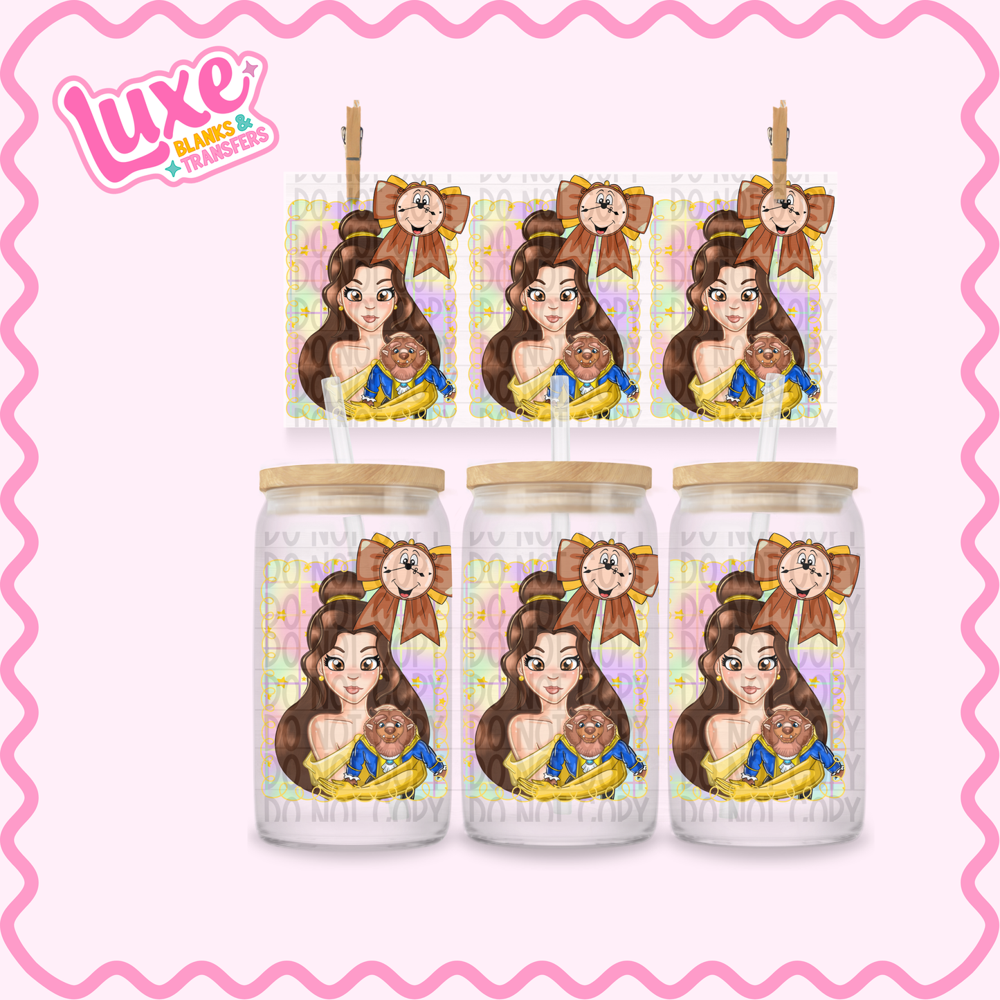 16oz UV DTF Wrap | Beauty Princess Pattern | #3590