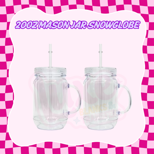 20oz Mason Jar Snow Globe Tumbler