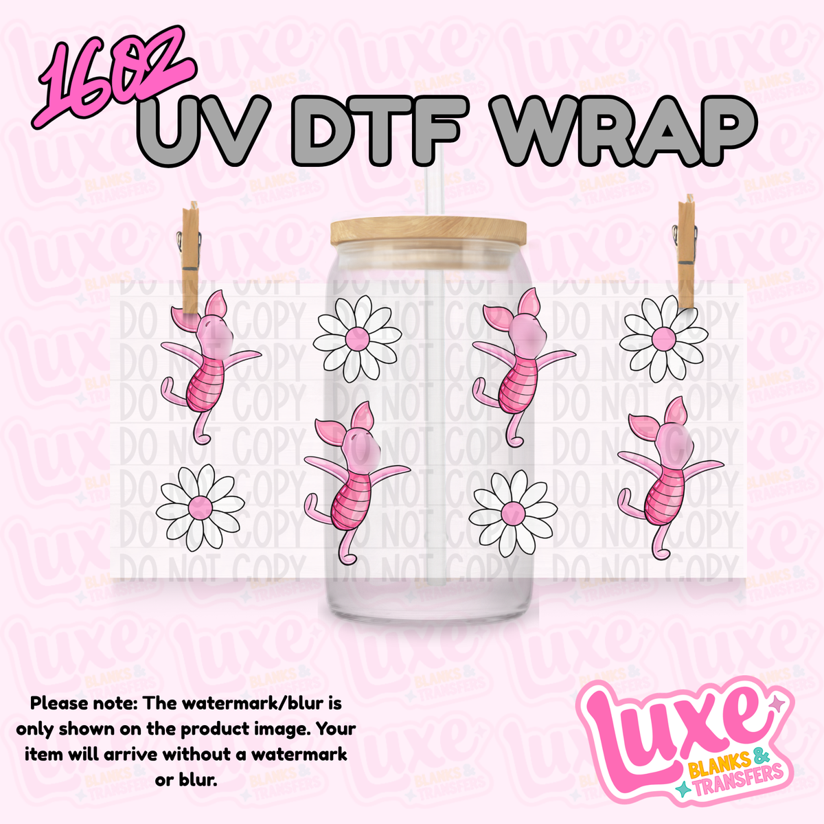 16oz UV DTF Wrap | Piggy Daisy | #4334