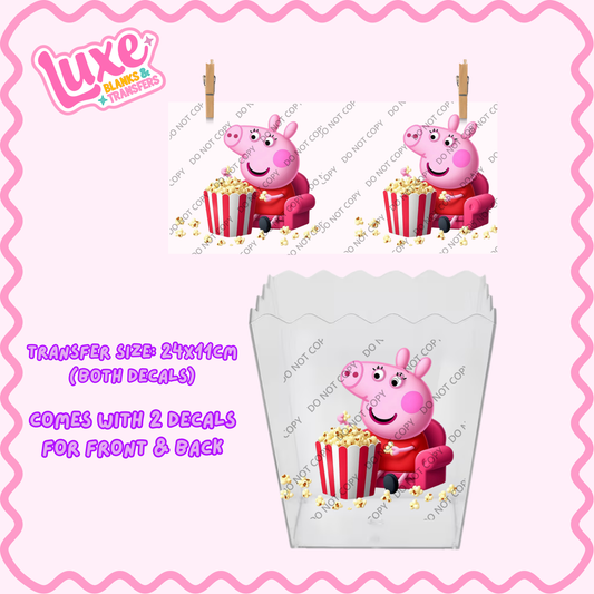 Popcorn/Lolly Bucket UV DTF Transfer | Peppa | #F22