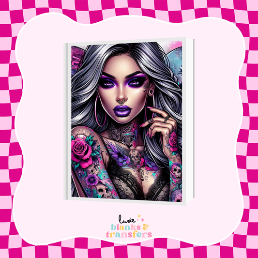 Tattoo Girl A5 Journal UV DTF Transfer (#A21)