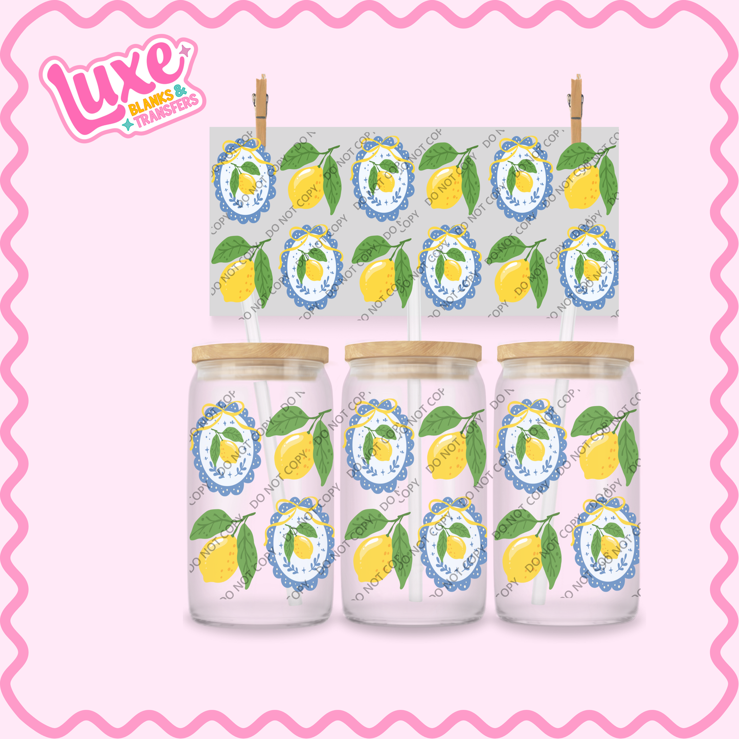 16oz UV DTF Wrap | Lemon Pattern | #2315