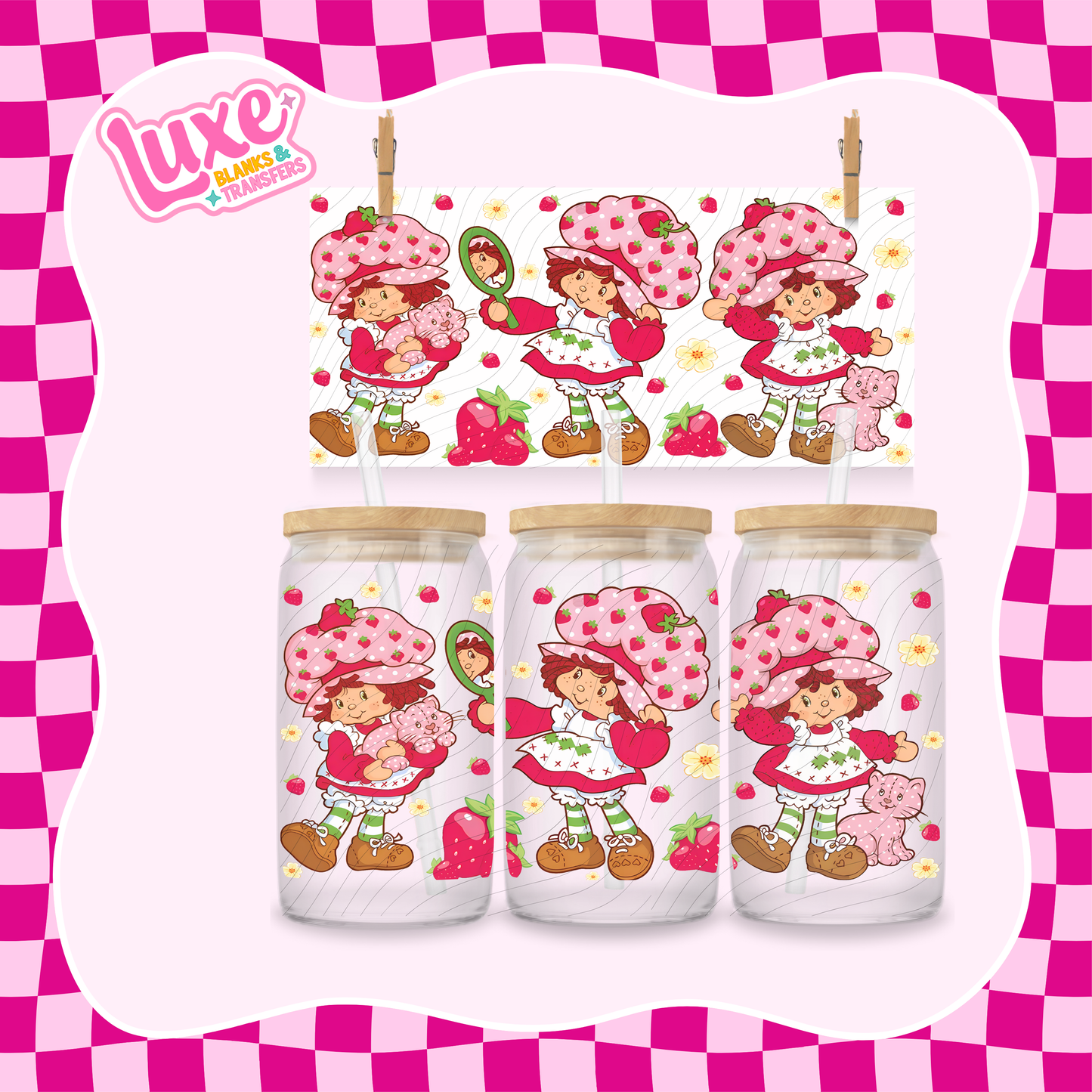 Strawb Shortcake | 16oz UV DTF Wrap | #1352
