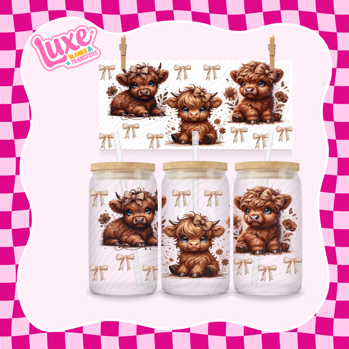 Brown Cow Bows | 16oz UV DTF Wrap | #1354