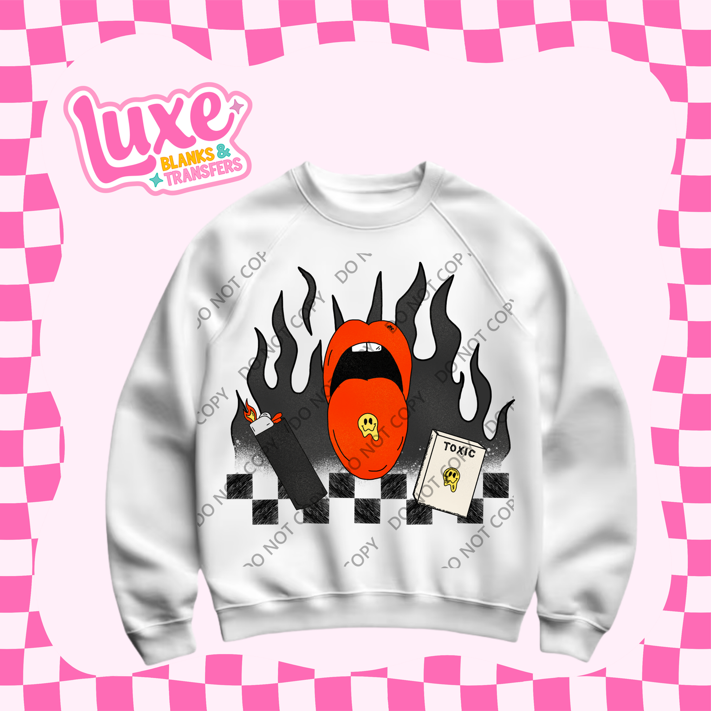 DTF Heat Transfer | Checkered Flame | #496