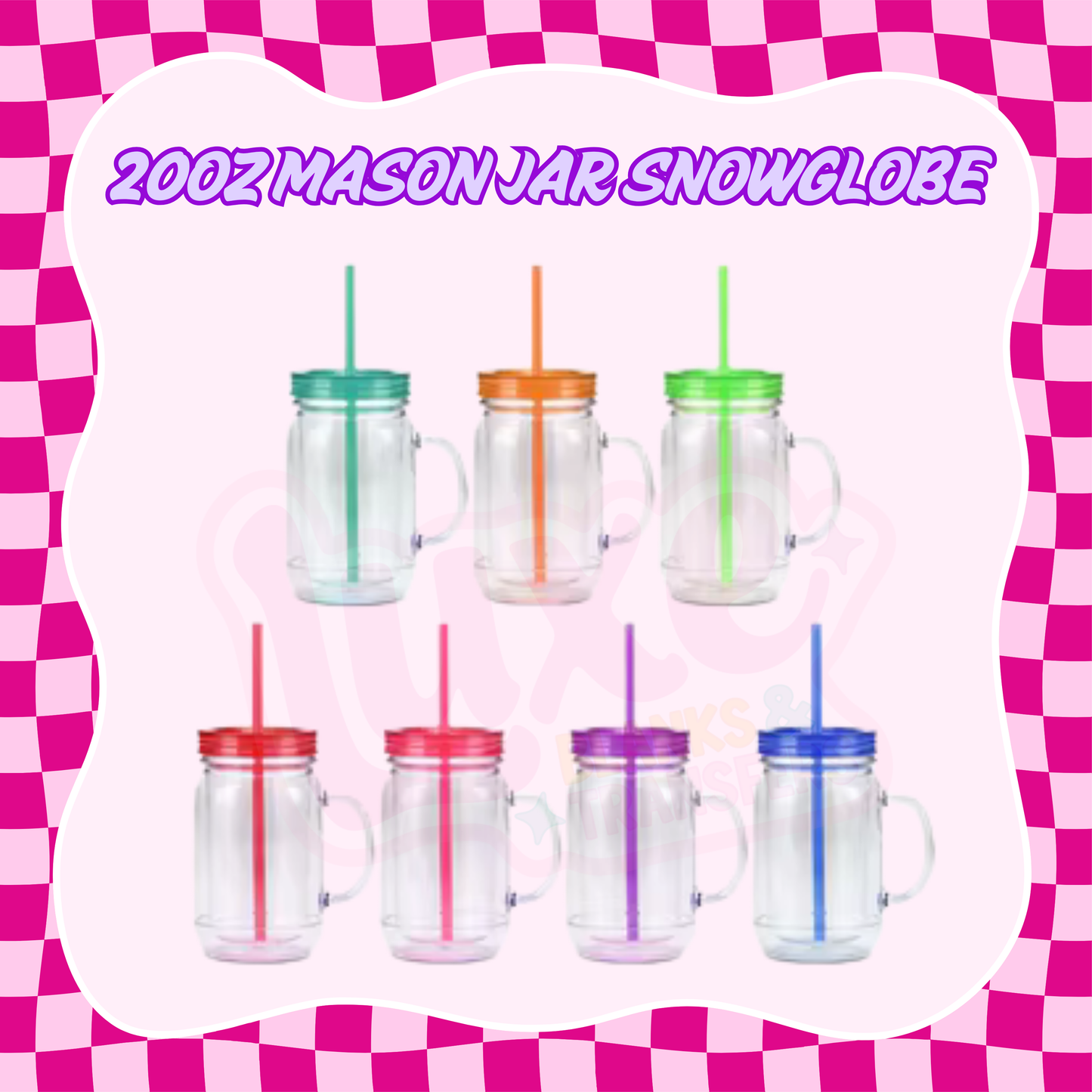 20oz Mason Jar Snow Globe Tumbler