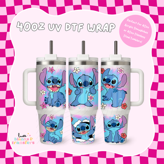 Blue Alien 40oz UV DTF Wrap (#B22)
