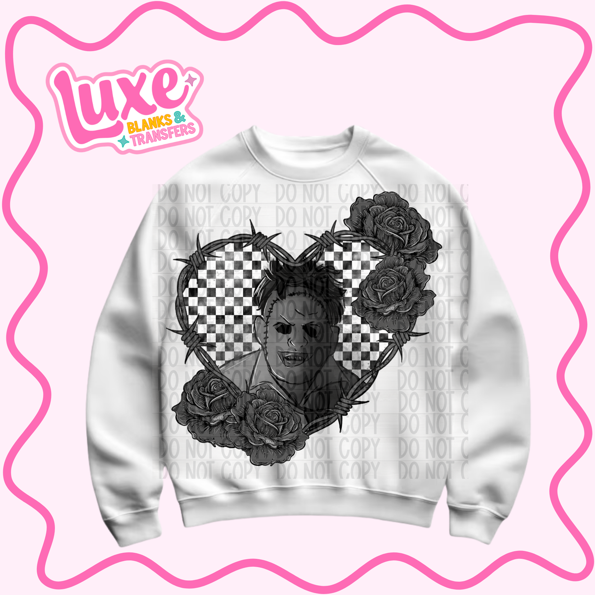 DTF Heat Transfer | B&W. Horror Character | #1512