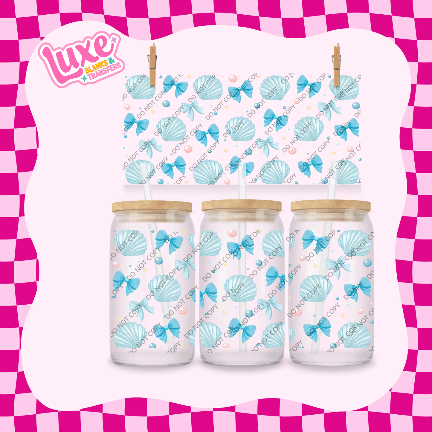 16oz UV DTF Wrap | Blue Shells | #1848