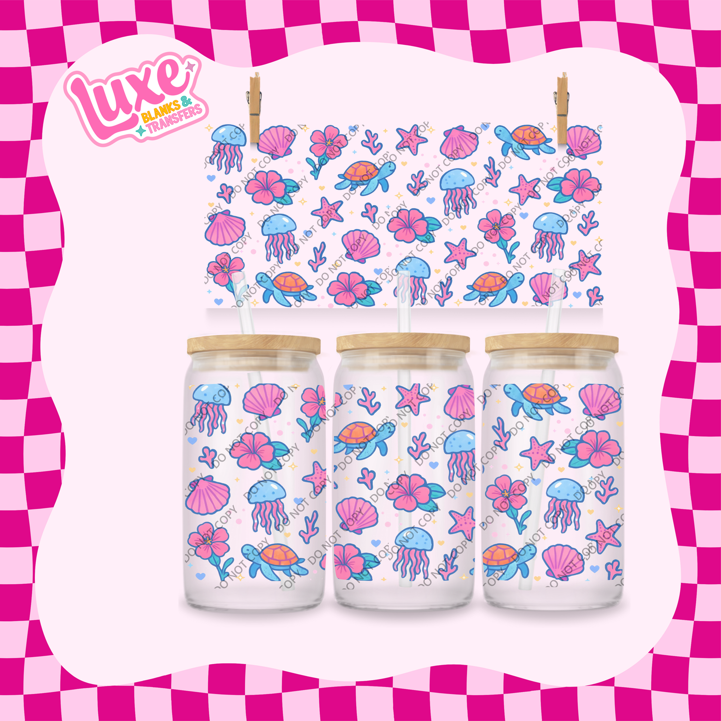 16oz UV DTF Wrap | Pink Sea | #1850