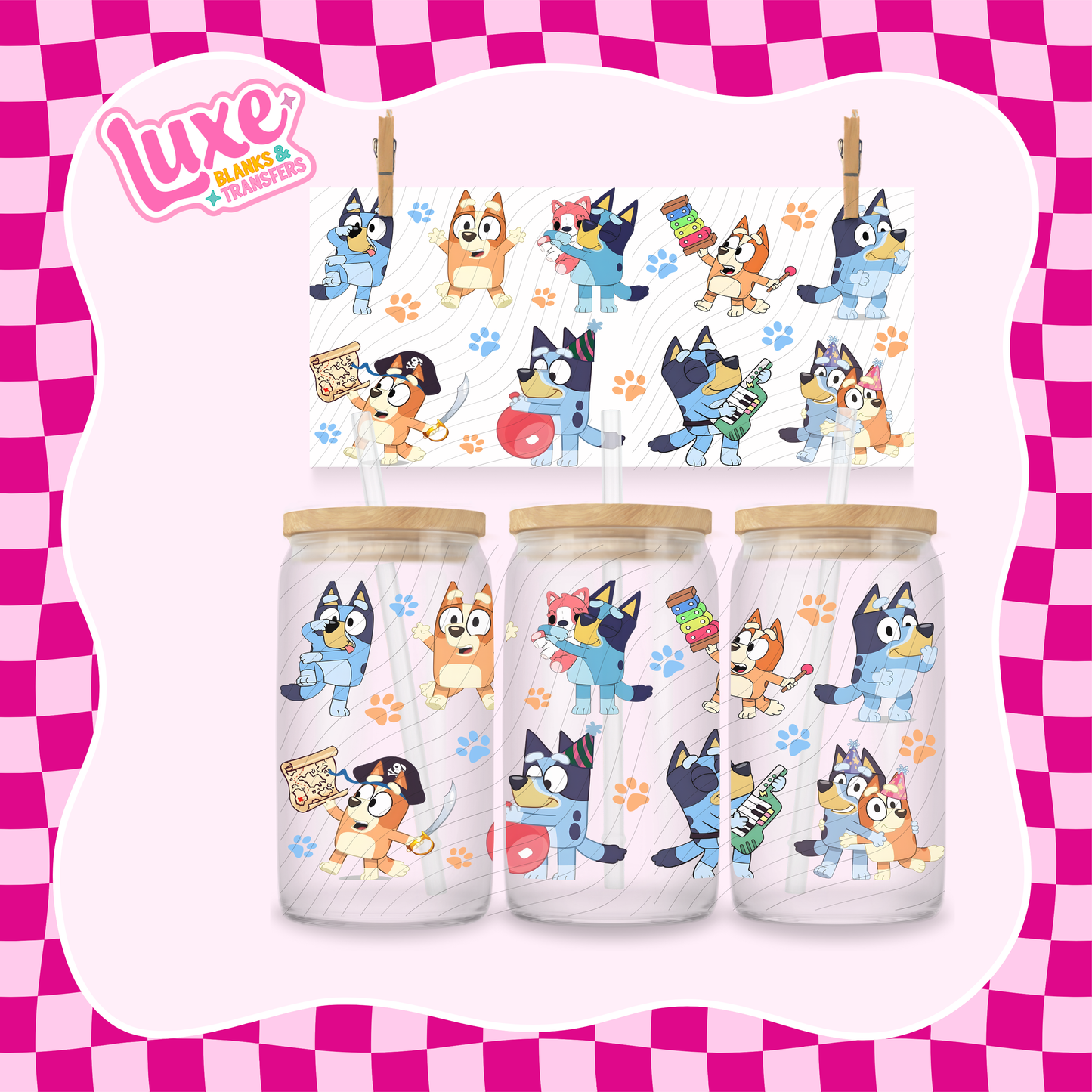 Blue & Orange Dog | 16oz UV DTF Wrap | #1362