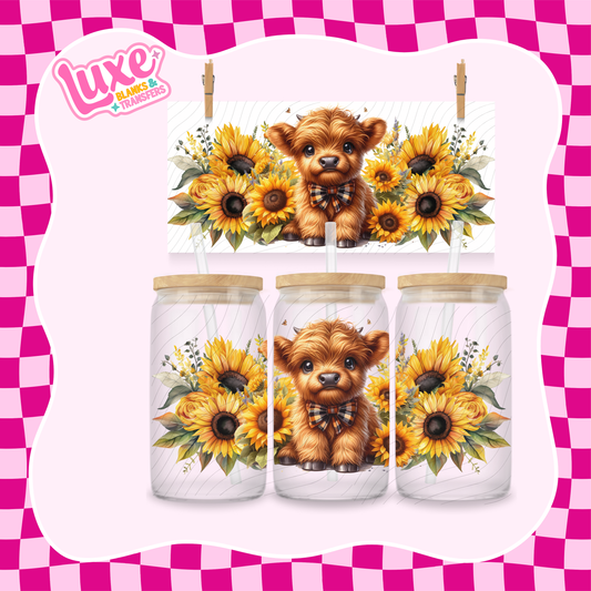 Brown Highland Sunflowers | 16oz UV DTF Wrap | #1364