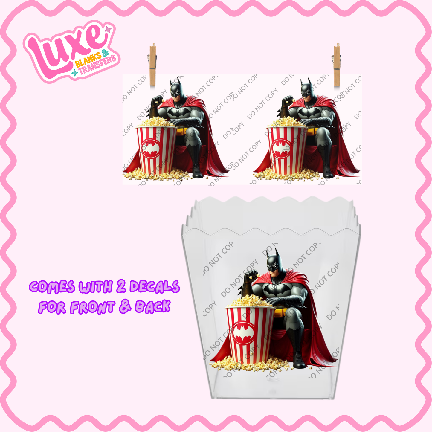 Popcorn/Lolly Bucket UV DTF Transfer | Bat | #F24