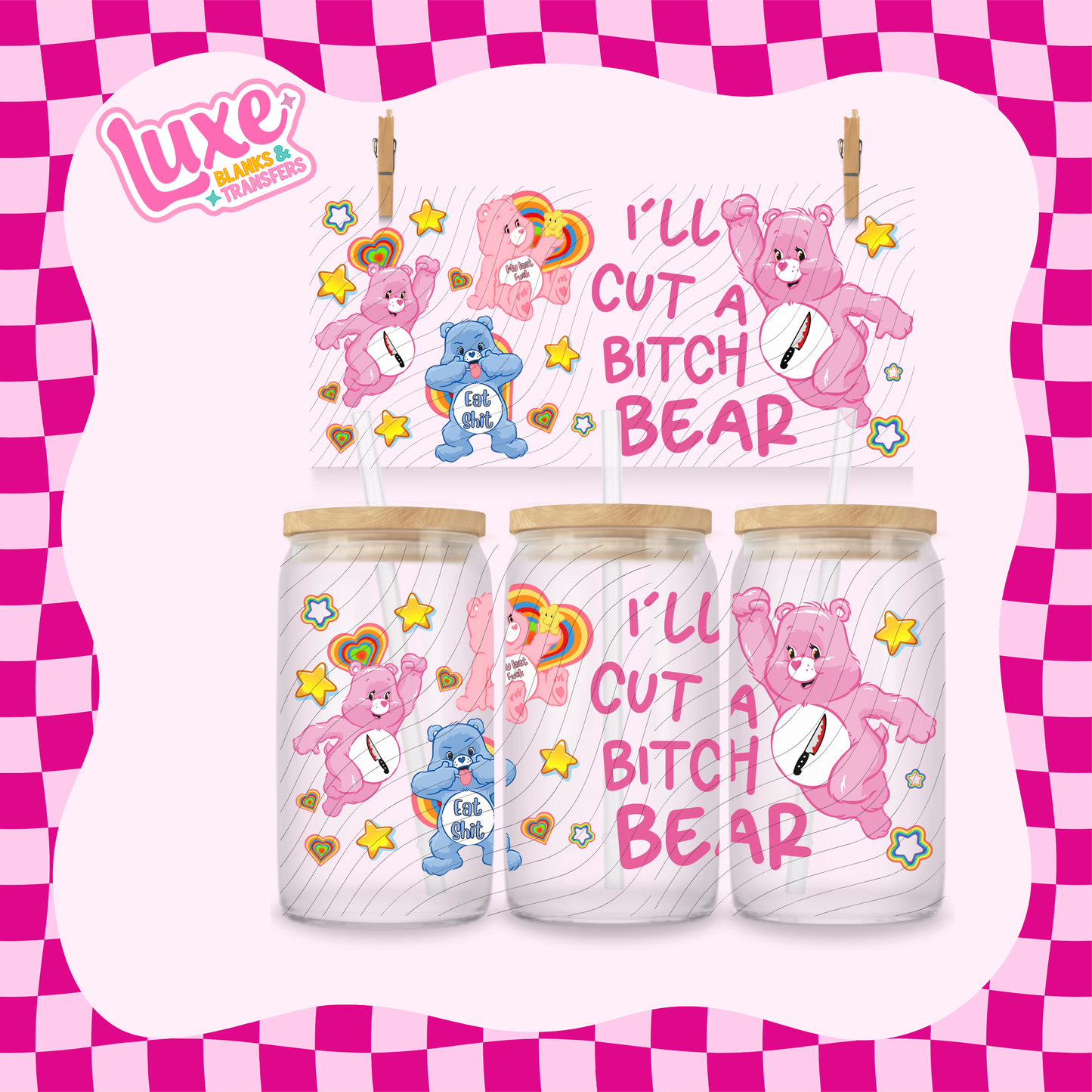 Cut A B Swear Bear | 16oz UV DTF Wrap | #1639