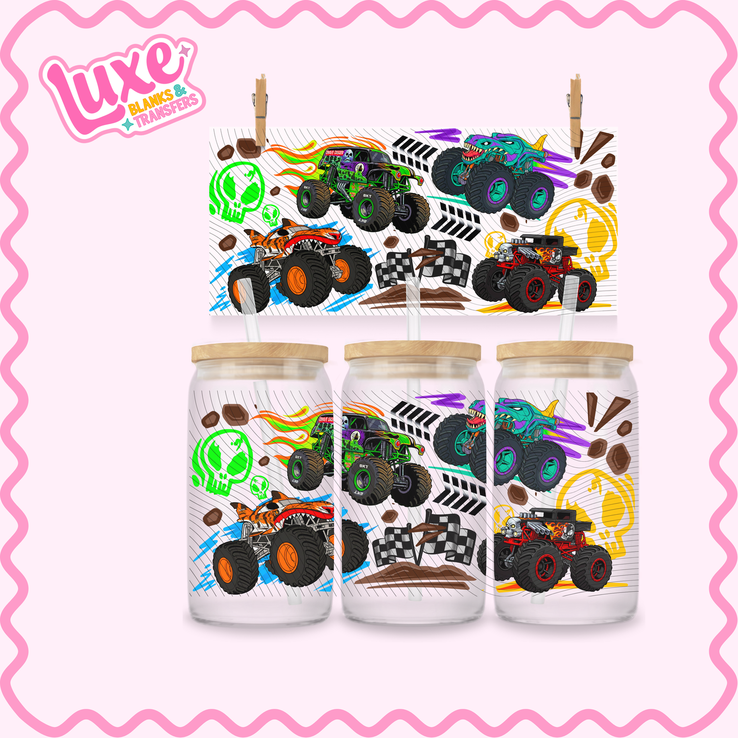 16oz UV DTF Wrap | Monster Trucks | #3133