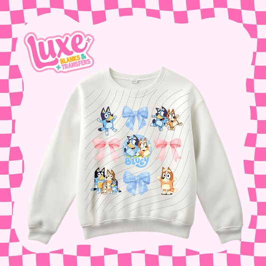 Blue Pup Bows 2 | DTF Heat Transfer | #251