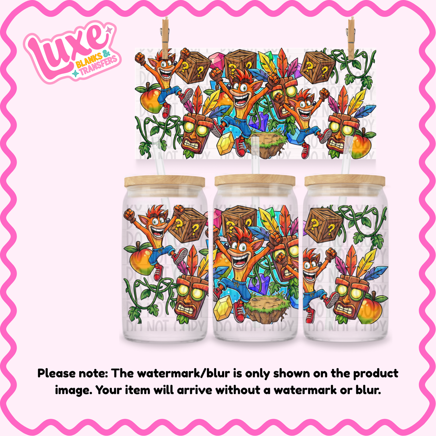 16oz UV DTF Wrap | Crash B Kids Game | #4115