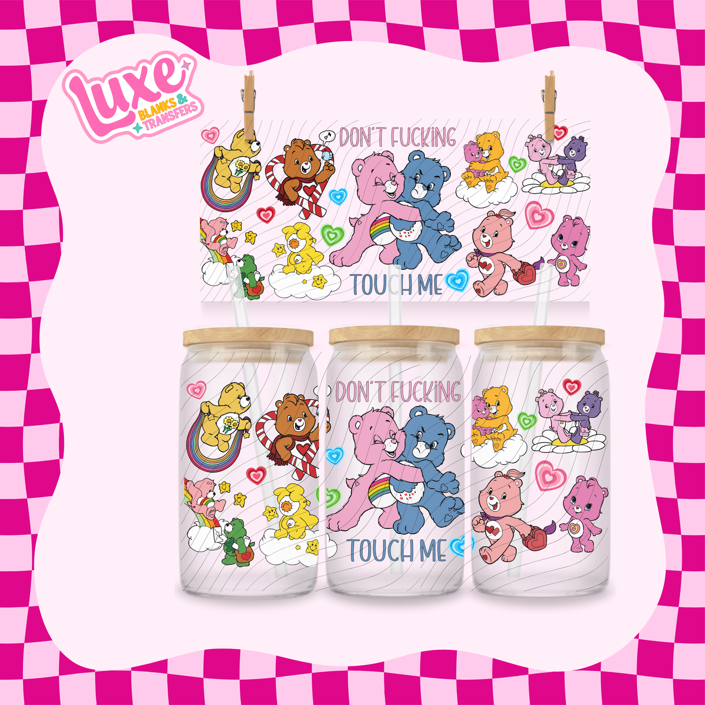 Don't Touch Me Swear Bear | 16oz UV DTF Wrap | #1640