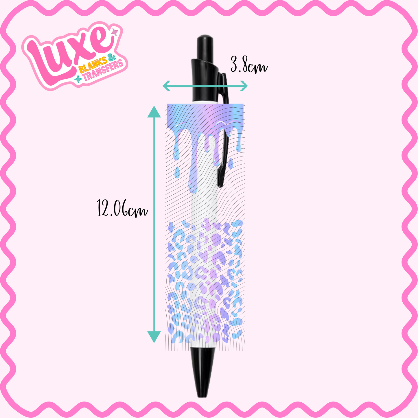 UV DTF Pen Wrap | Blue/Purple Leopard Print Drip | #25