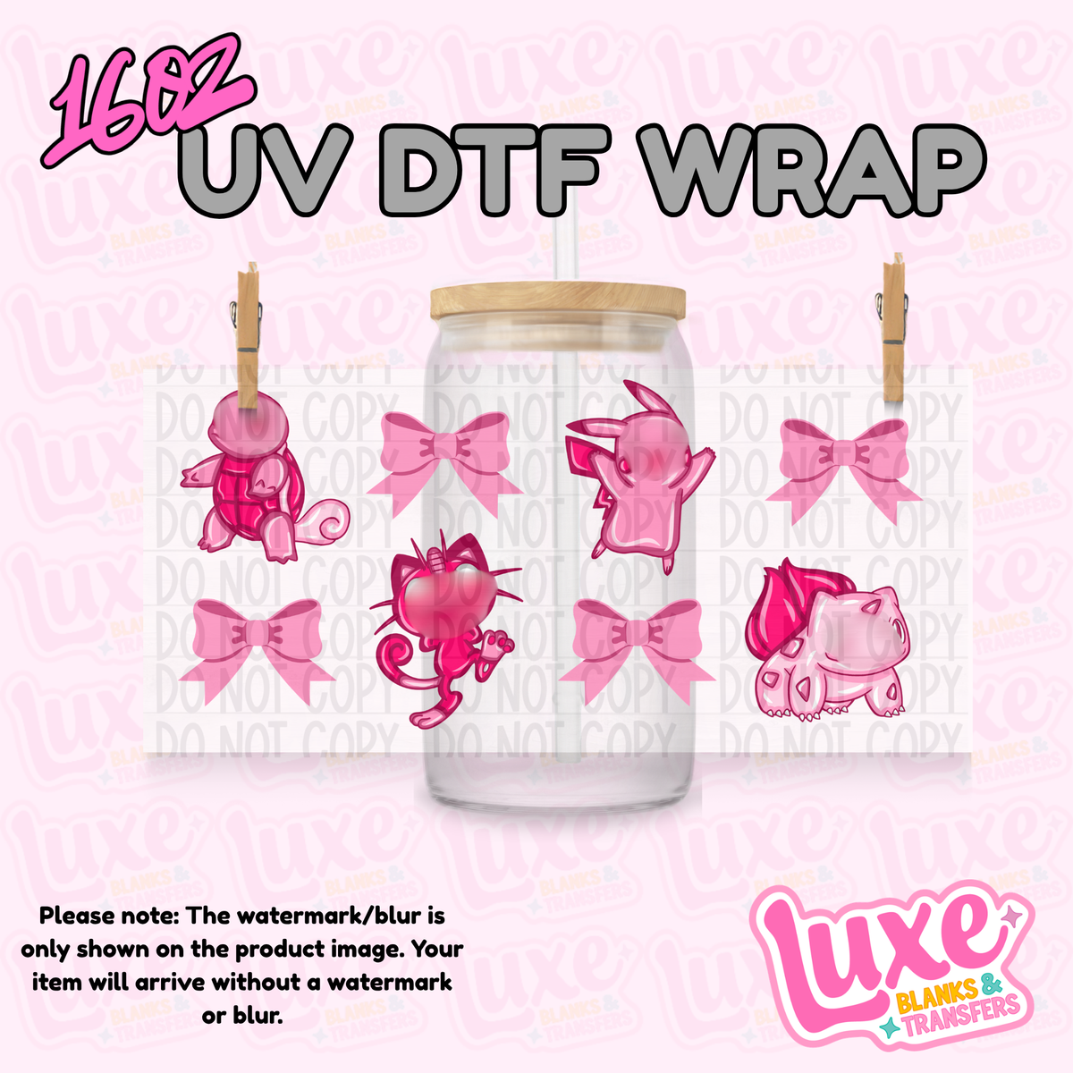 16oz UV DTF Wrap | Pink P0k3 | #4337