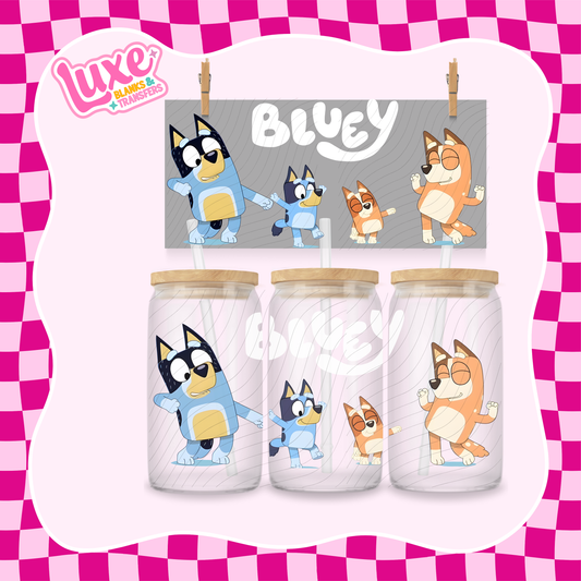 Blue Dog Family | 16oz UV DTF Wrap | #1376