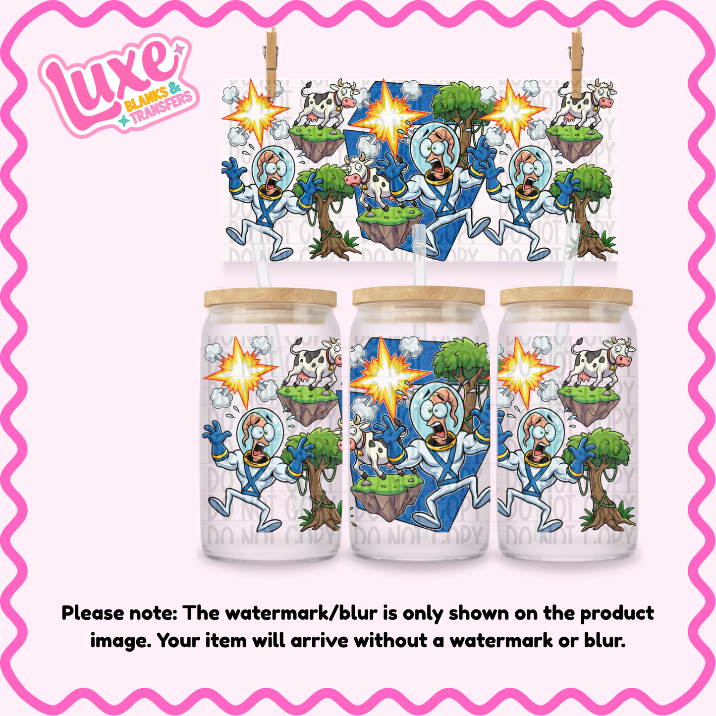16oz UV DTF Wrap | Cartoon Worm Cows | #4118