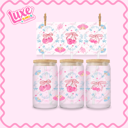 16oz UV DTF Wrap | Coquette Cherry Moth | #2346