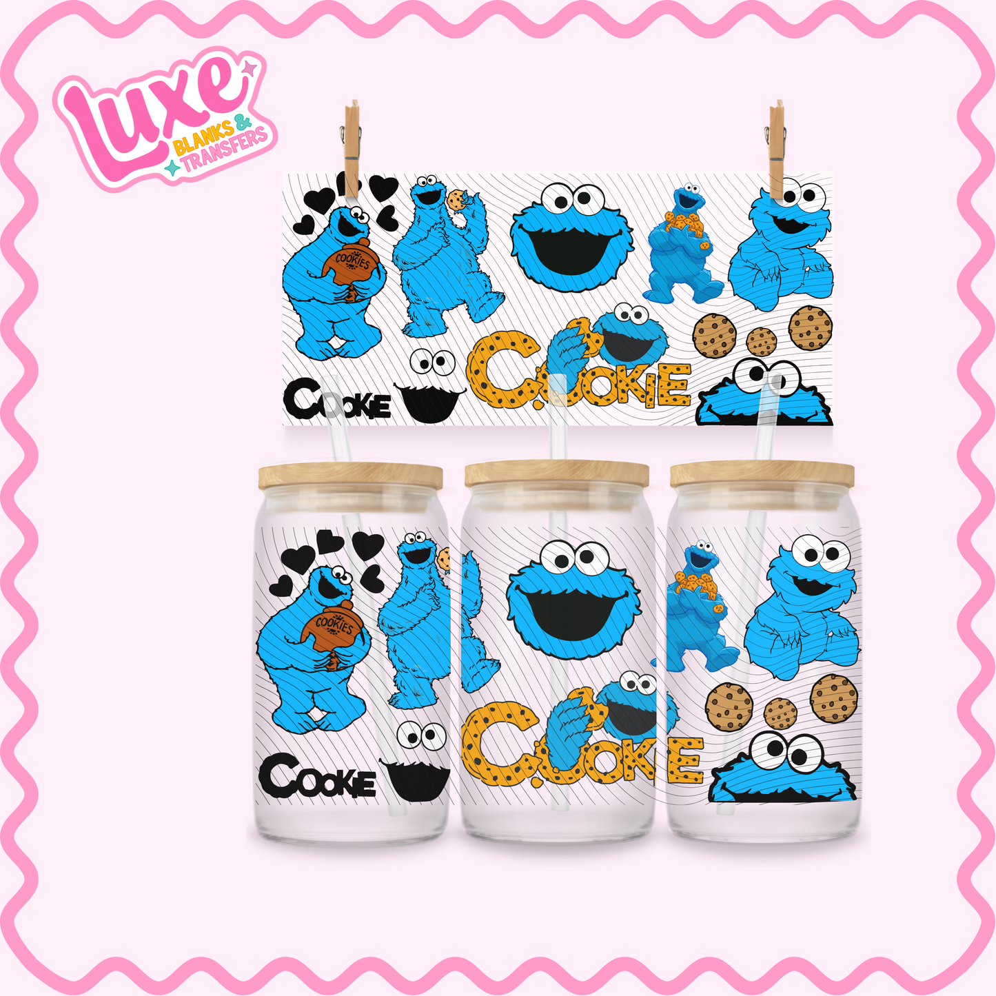 16oz UV DTF Wrap | Blue Cookie Character | #2656