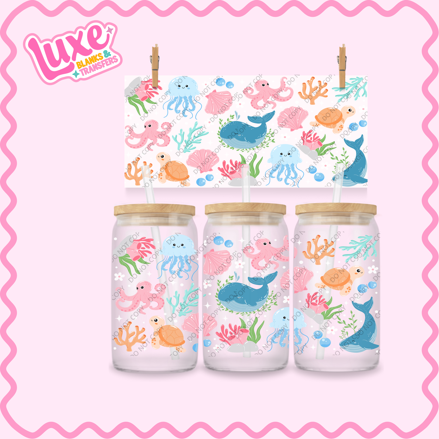 16oz UV DTF Wrap | Under The Sea Pattern | #2349